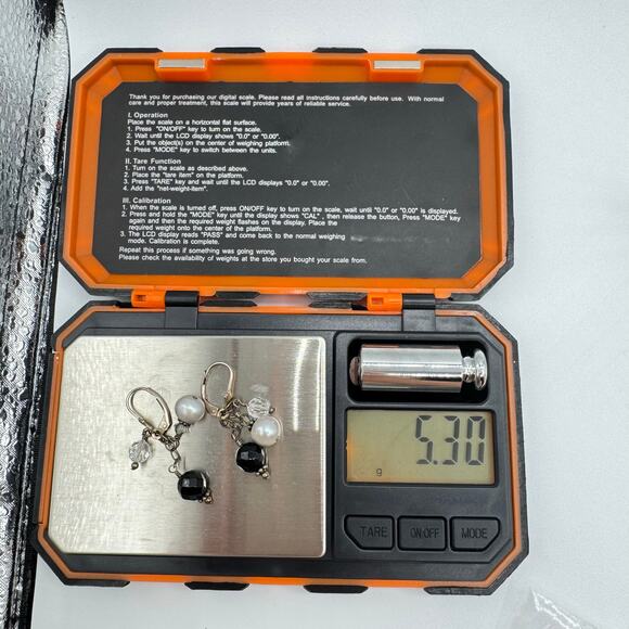 925 Silver Pearl Crystal Glass Beaded Dangle Cha Cha Earrings Black White Boho - Picture 9 of 12